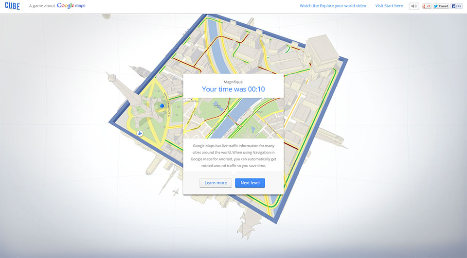 Cube, le jeu Google Maps